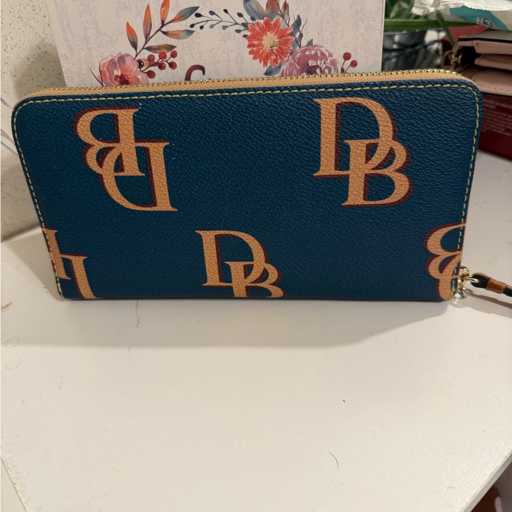 Dooney & Bourke large monogram wallet in jeans color